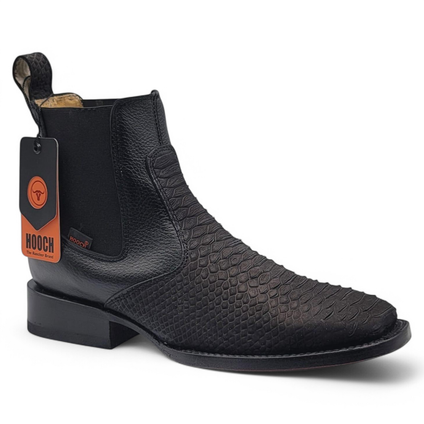 Men's Python Print Wide Square Toe Botin