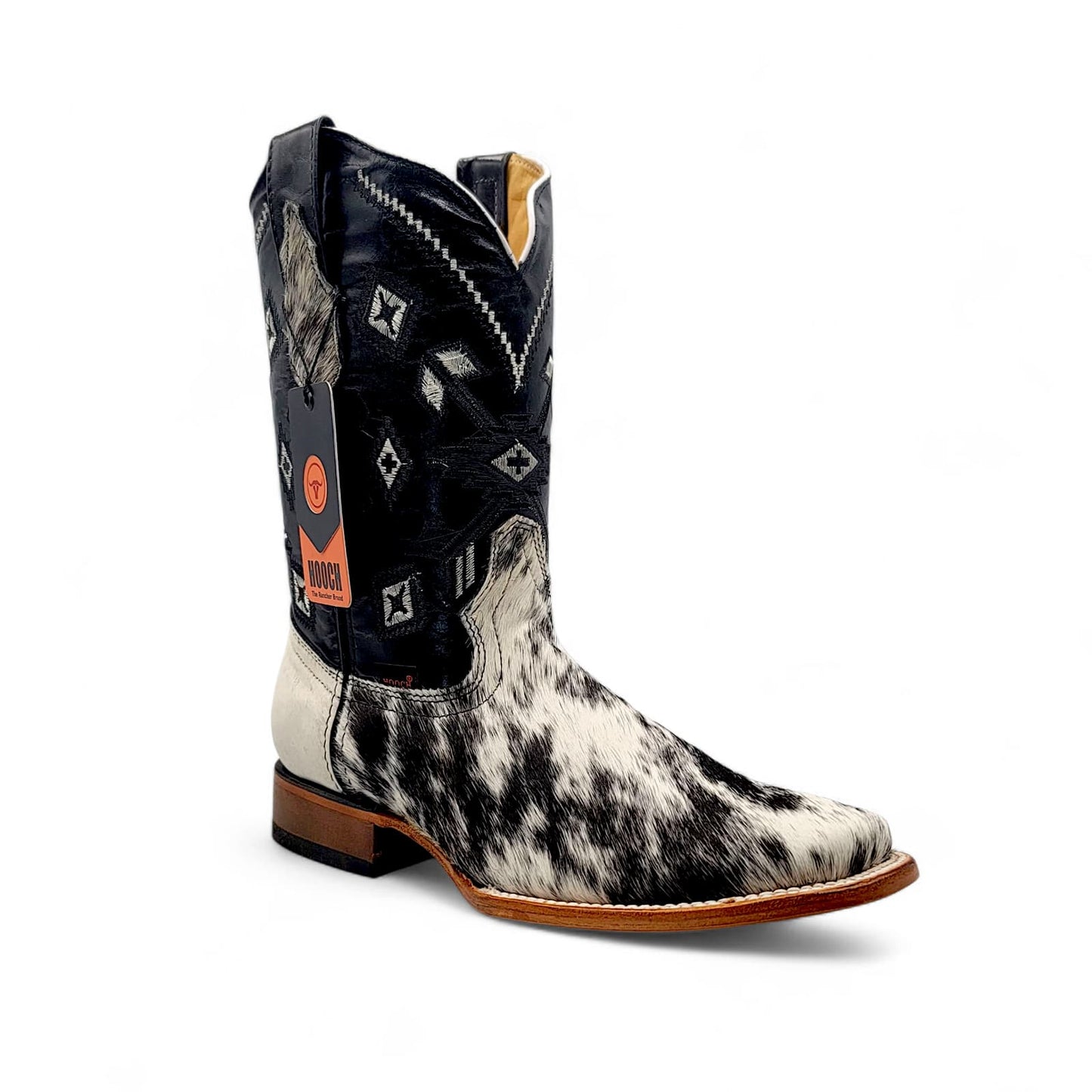 Men’s Square Toe Boots Unique Cowhide Hair Leather