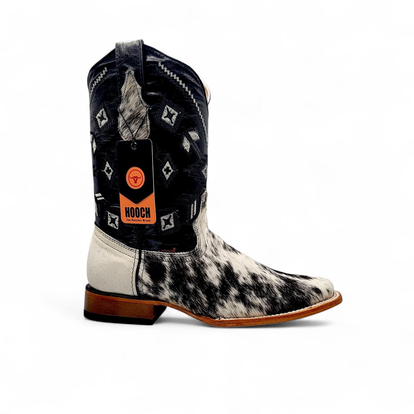 Men’s Square Toe Boots Unique Cowhide Hair Leather