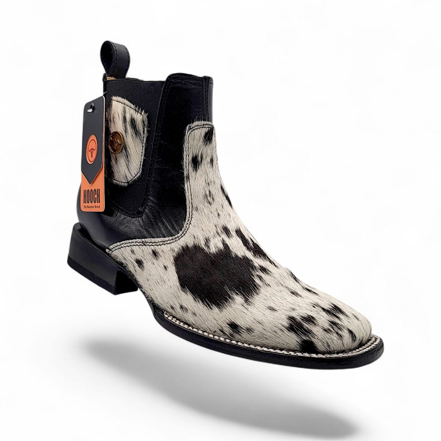 Men’s Square Toe Botin Unique Cowhide Hair Leather