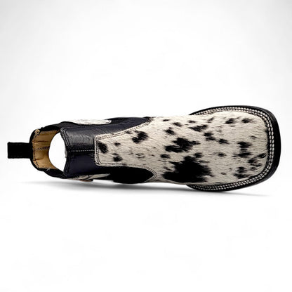 Men’s Square Toe Botin Unique Cowhide Hair Leather