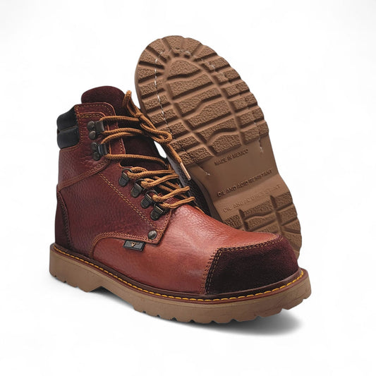 Men’s Leather Work Shoe – Round Toe | Cap Toe | Rubber Sole Shedron