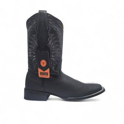 Men’s Wide Square Toe Full Rowstone Stingray Print Western Boot Genuine Leather