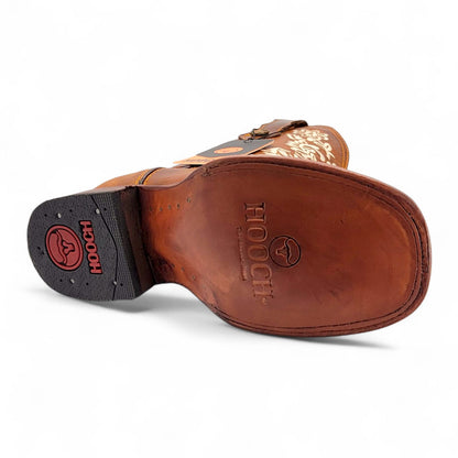 Women’s Square Toe Western Boots Honey Genuine Leather Embroidered 12” Shaft – H227251