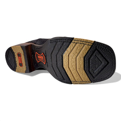 Mens Bull Shoulder Leather Botin Black – Genuine Leather Ankle Boot H42H0572