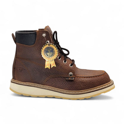 Mens 6” Moc Toe Work Boot Tan – Genuine Leather with Rubber Sole H80131