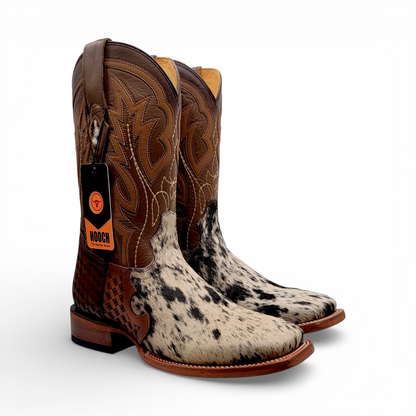 Men Cowhide Hair Western Boot Wide Square Toe Size 7 BOX 101  (Final Sale)