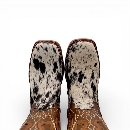 Men Cowhide Hair Western Boot Wide Square Toe Size 7 BOX 101  (Final Sale)