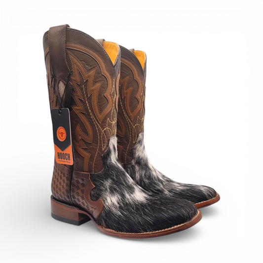 Men Cowhide Hair Western Boot Wide Square Toe Size 7 BOX 103 (Final Sale)