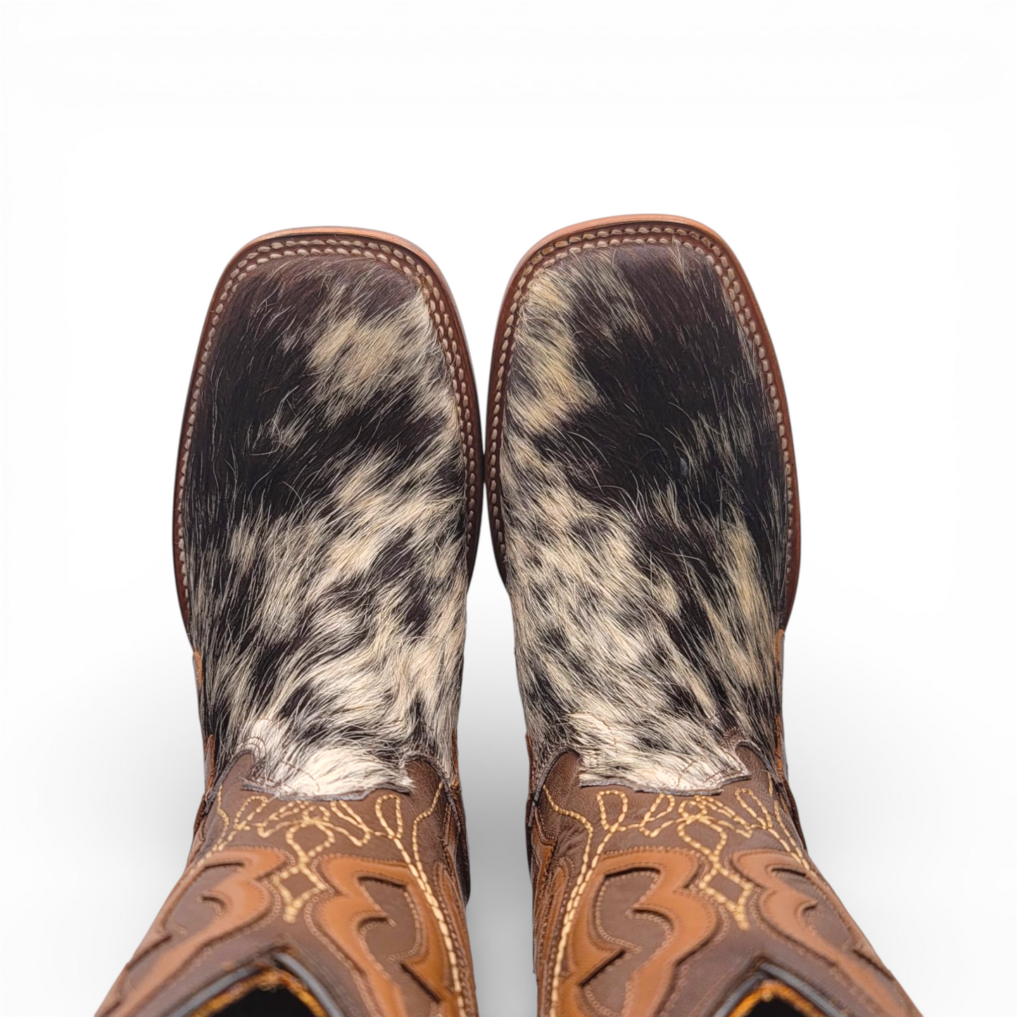 Men Cowhide Hair Western Boot Wide Square Toe Size 6.5 BOX 104 (Final Sale)