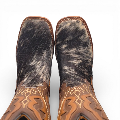 Men Cowhide Hair Western Boot Wide Square Toe Size 6 BOX 105 (Final Sale)