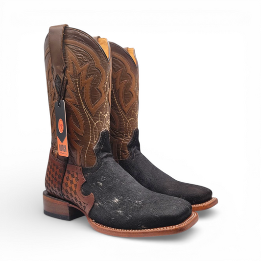 Men Cowhide Hair Western Boot Wide Square Toe Size 7.5 BOX 108 (Final Sale)