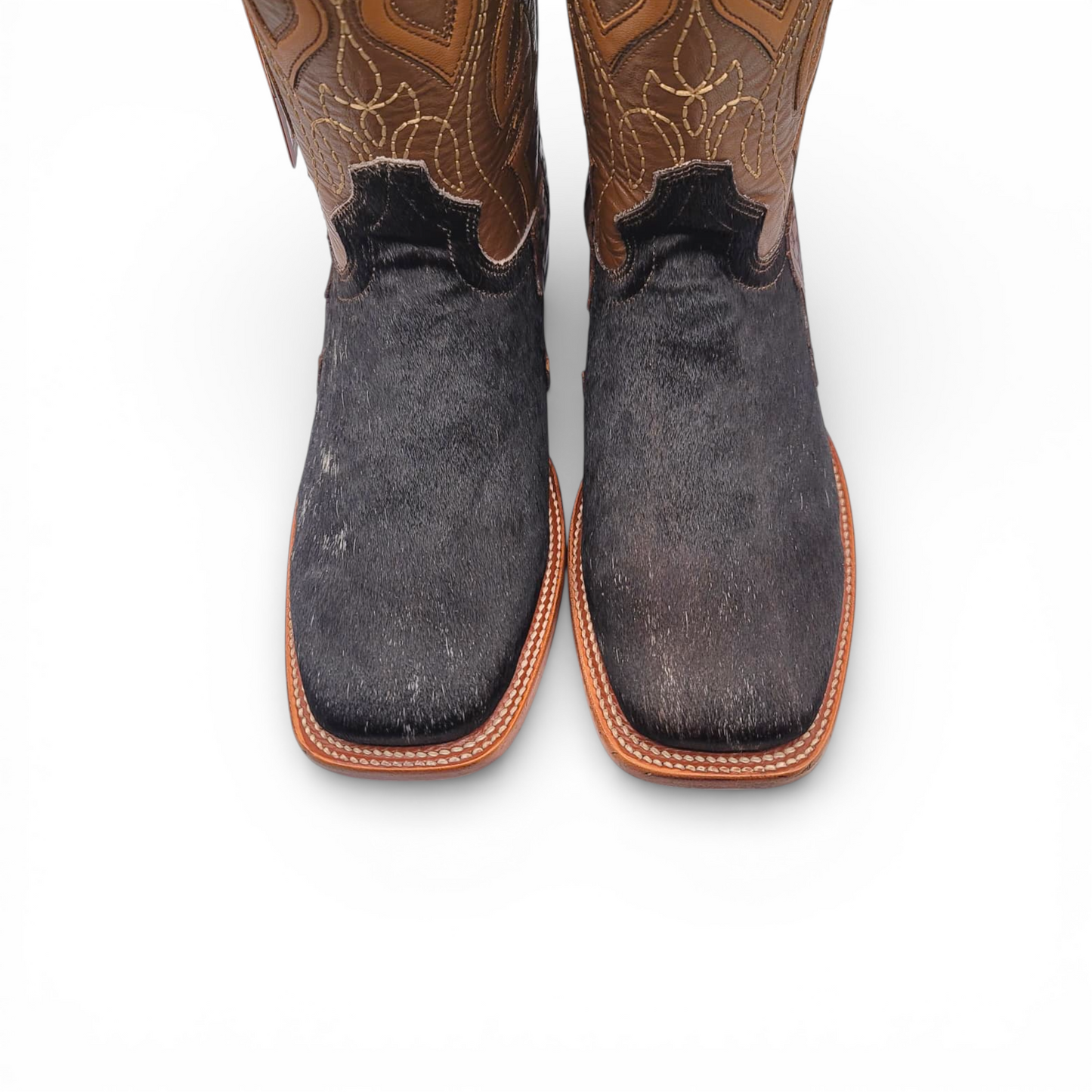 Men Cowhide Hair Western Boot Wide Square Toe Size 7.5 BOX 108 (Final Sale)