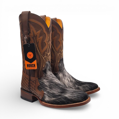 Men Cowhide Hair Western Boot Wide Square Toe Size 7 BOX 109 (Final Sale)