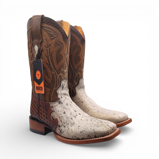 Men Cowhide Hair Western Boot Wide Square Toe Size 7.5 BOX 110 (Final Sale)