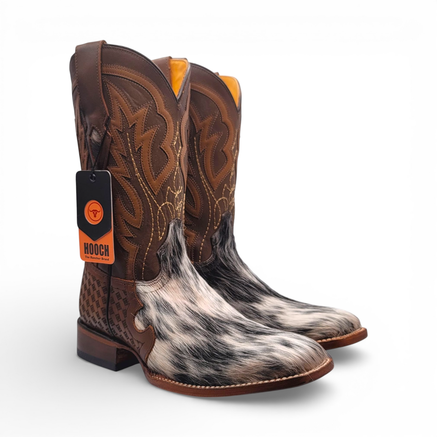 Men Cowhide Hair Western Boot Wide Square Toe Size 7.5 BOX 112 (Final Sale)