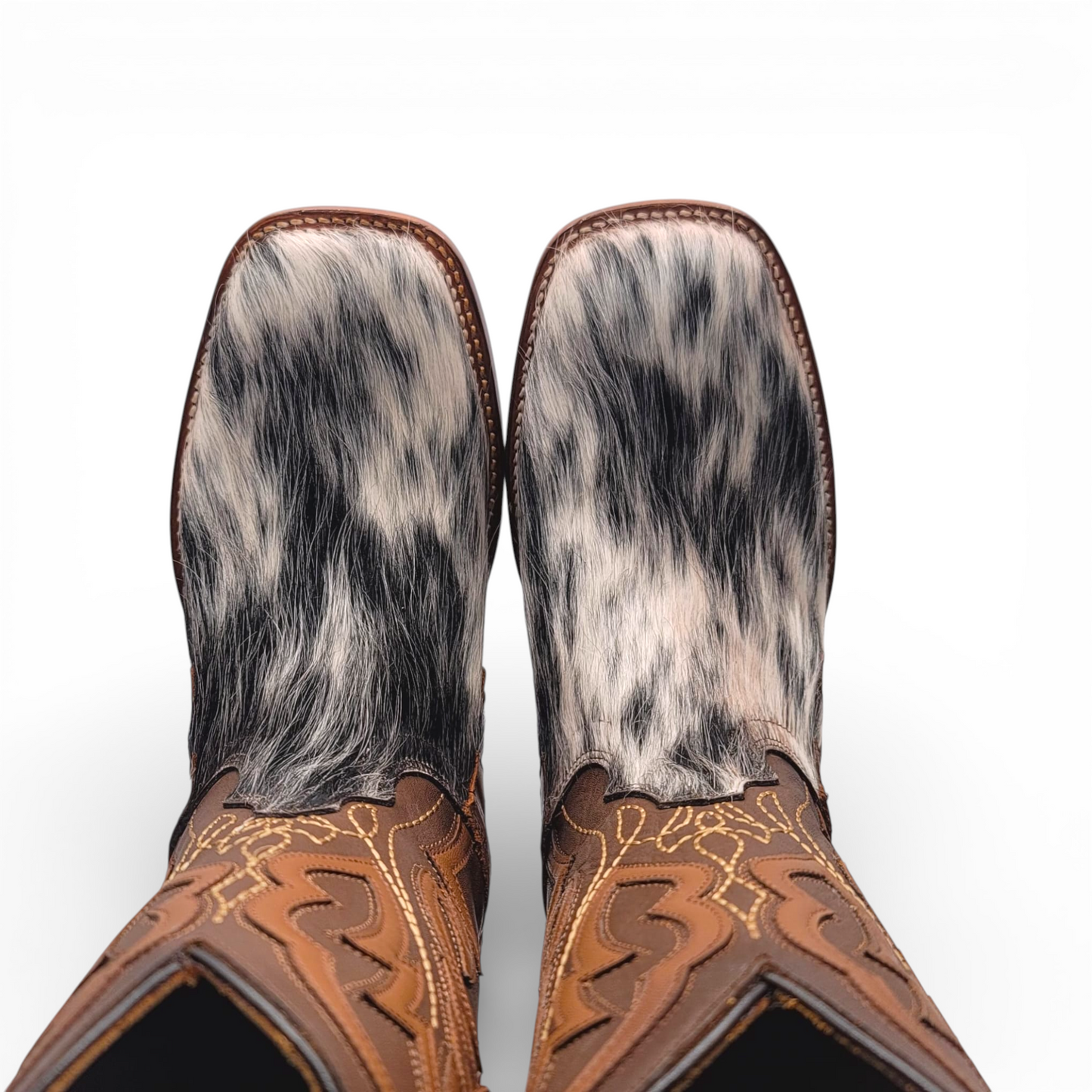 Men Cowhide Hair Western Boot Wide Square Toe Size 7.5 BOX 112 (Final Sale)