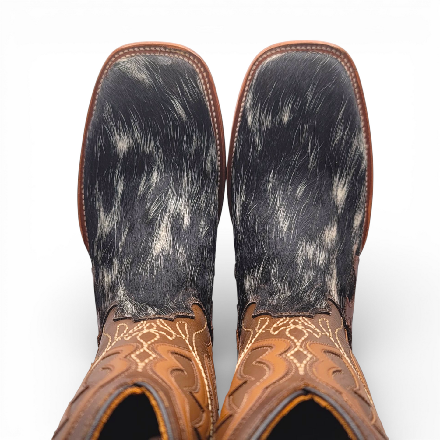 Men Cowhide Hair Western Boot Wide Square Toe Size 9.5 BOX 113 (Final Sale)