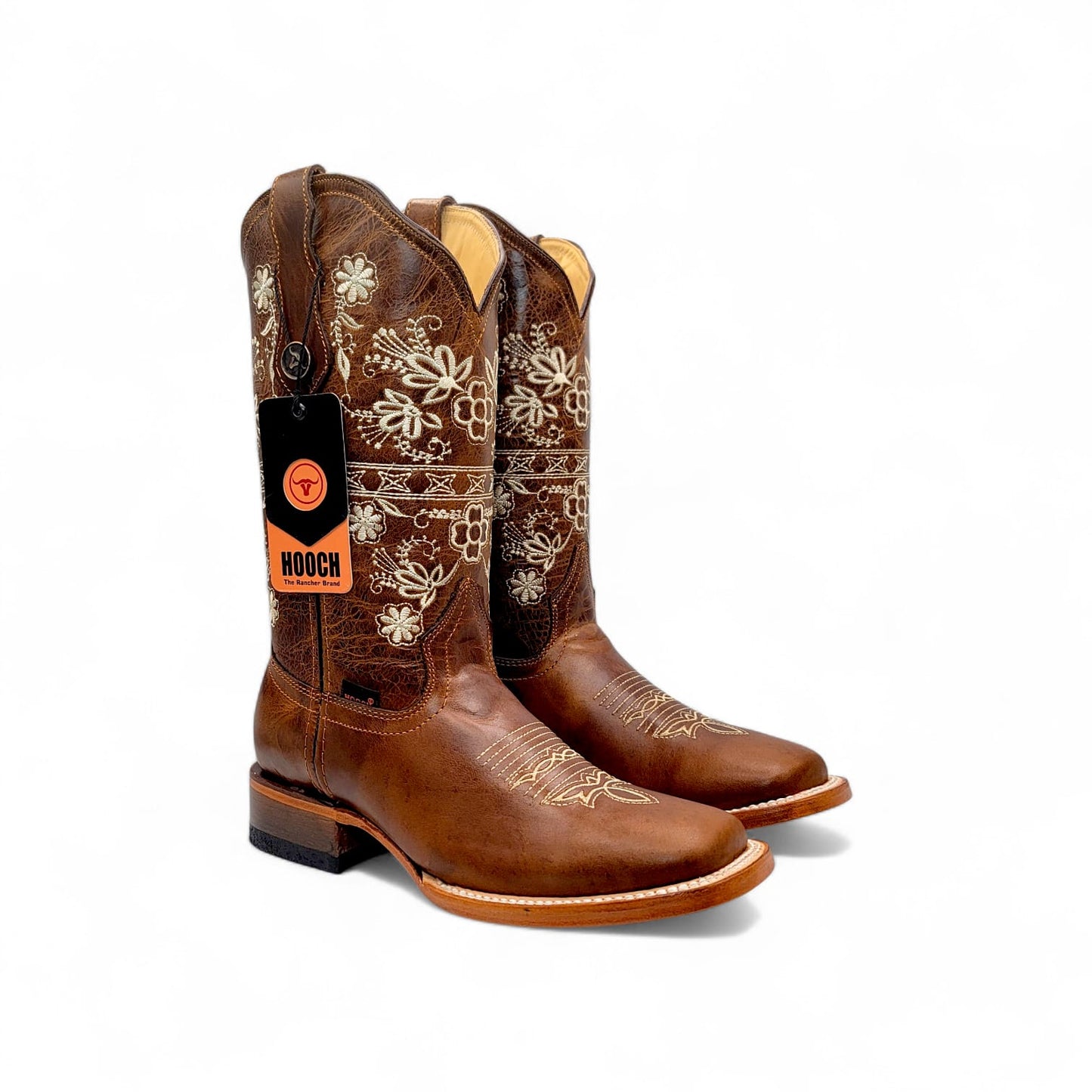 Womens Wide Square Toe Western Boot – Genuine Volcano Leather H227151F