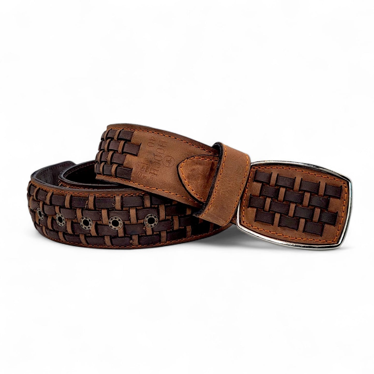 Mens Petatillo Leather Belt Tan-Choco – Genuine Leather Handcrafted Western Style HC-102