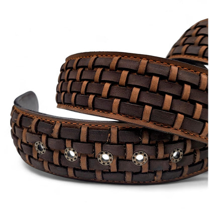 Mens Petatillo Leather Belt Tan-Choco – Genuine Leather Handcrafted Western Style HC-102