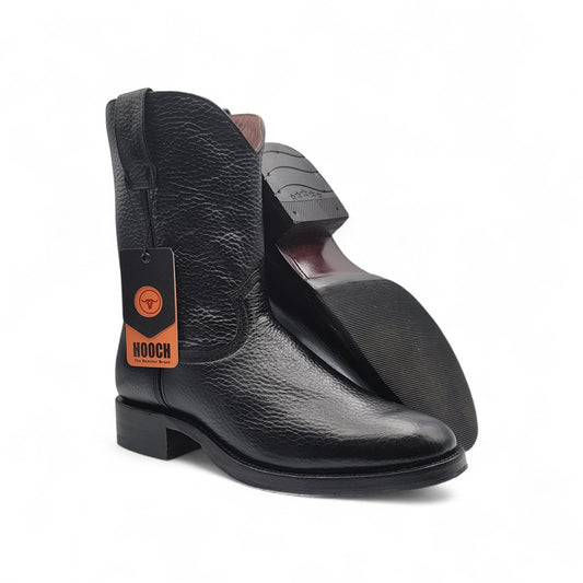 Mens Roper Boot Black – Soft Genuine Leather Round Toe Western Boot H52PR0572