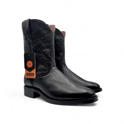 Mens Roper Boot Black – Soft Genuine Leather Round Toe Western Boot H52PR0572
