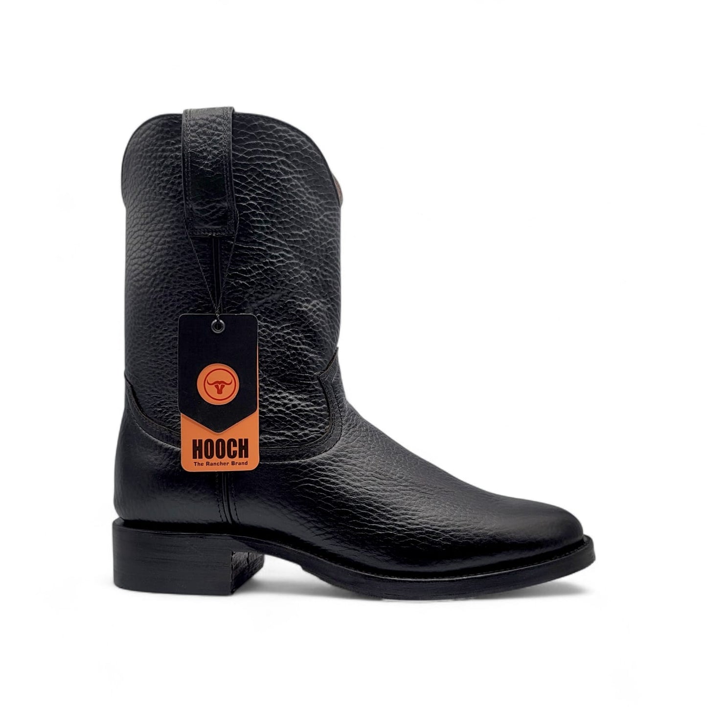 Mens Roper Boot Black – Soft Genuine Leather Round Toe Western Boot H52PR0572