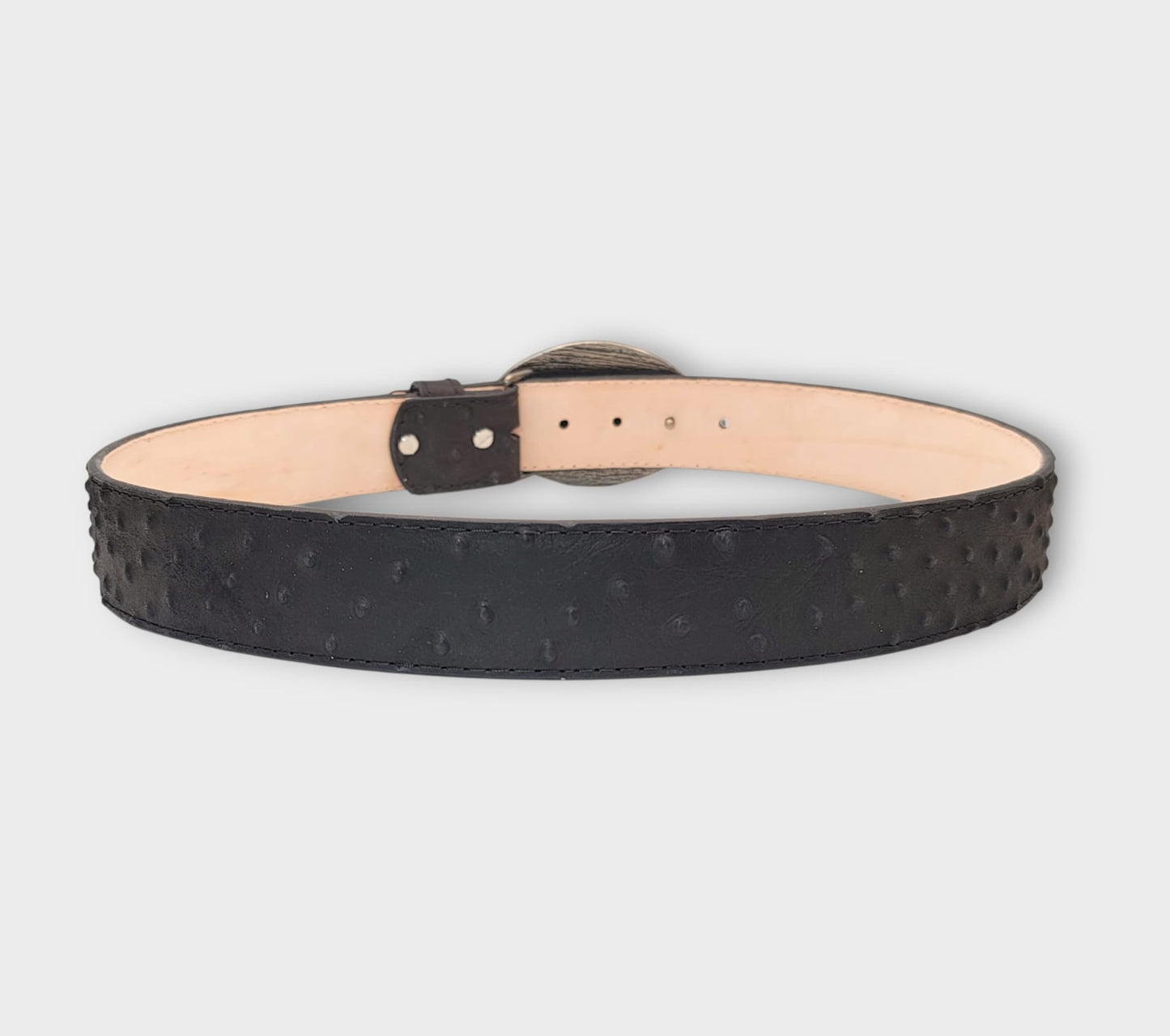 Men’s 2” Ostrich Print Western Leather Belt Black – Classic Cowboy Style HC-126