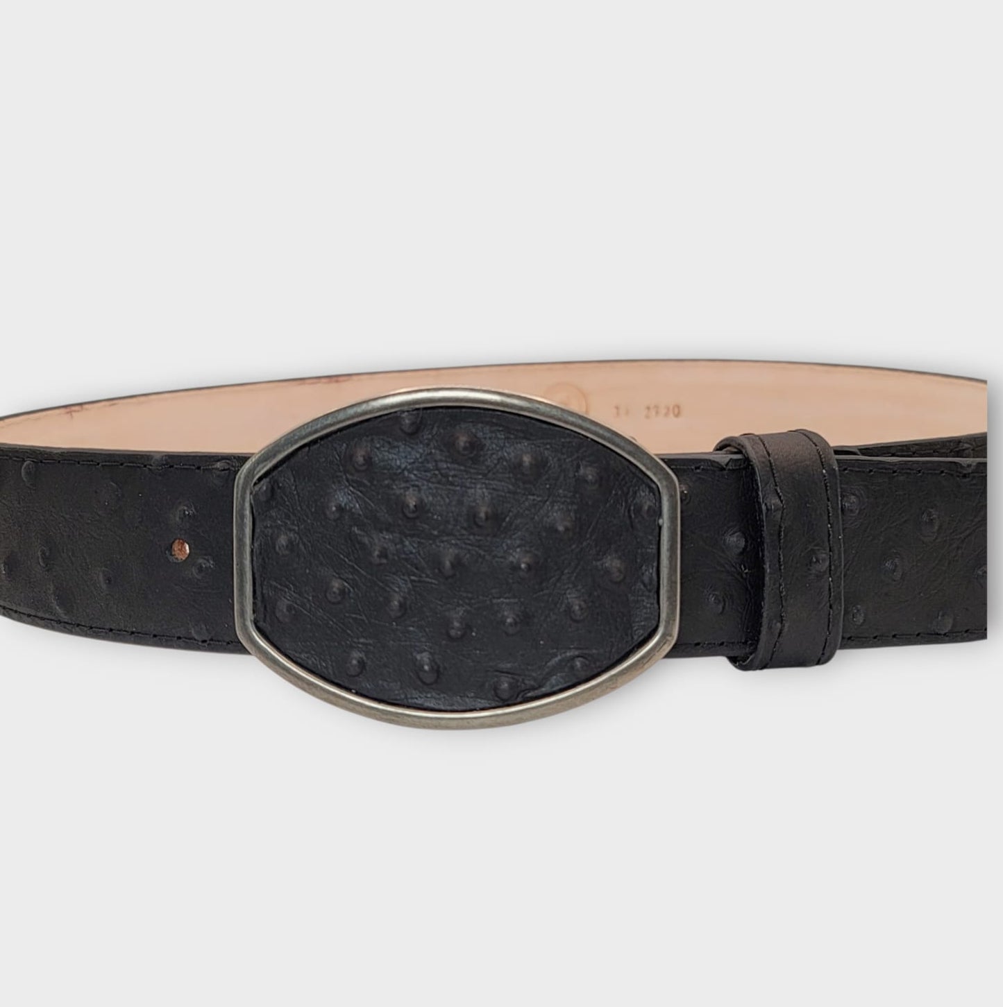 Men’s 2” Ostrich Print Western Leather Belt Black – Classic Cowboy Style HC-126