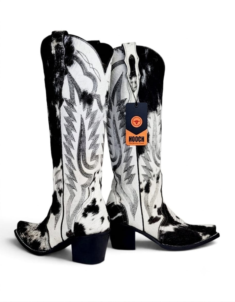 Women’s cowhide hair Western boots H23T3304 – side and back view