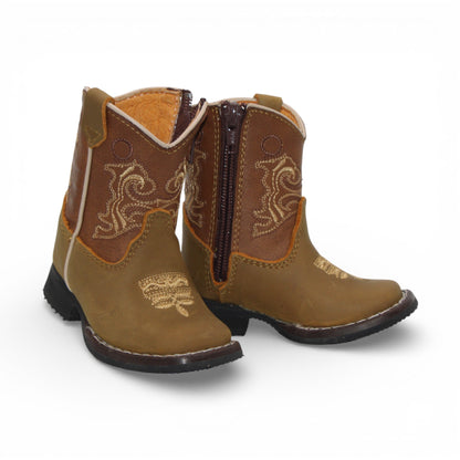 H513 baby genuine leather square toe Western boots front angle
