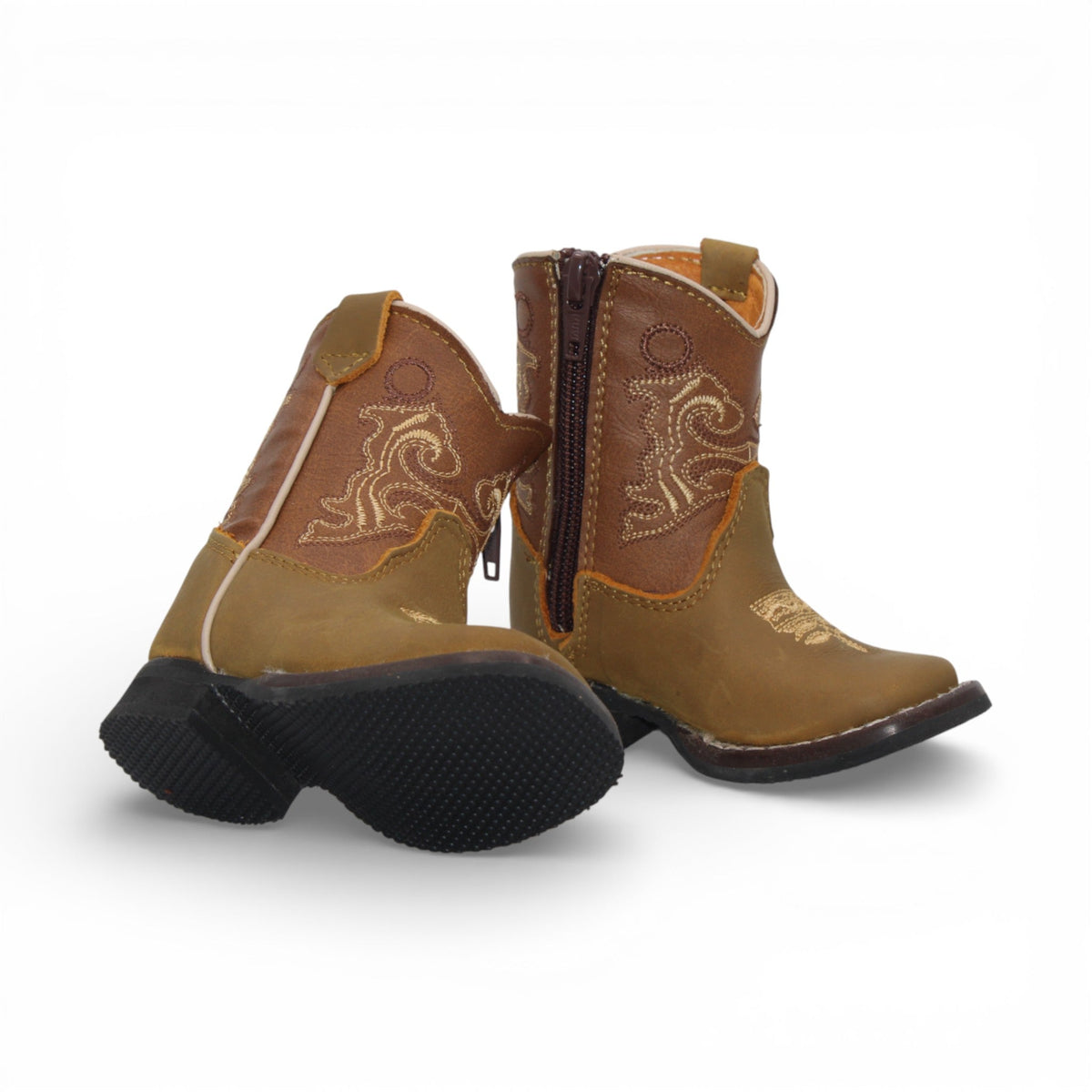 H513 baby genuine leather Western boots with side zipper detail