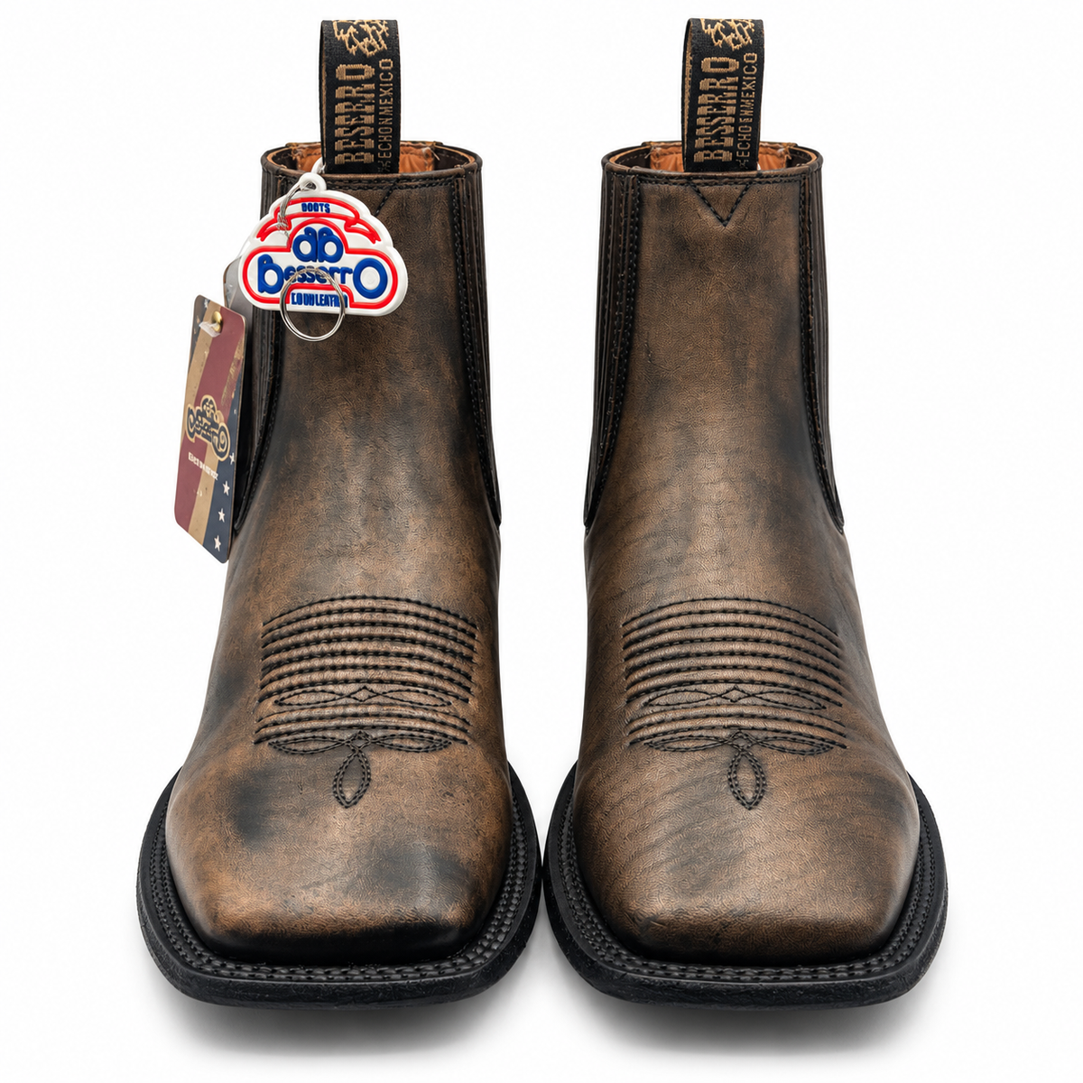 Front view of Besserro 6439 men's square toe botin in Black Tint