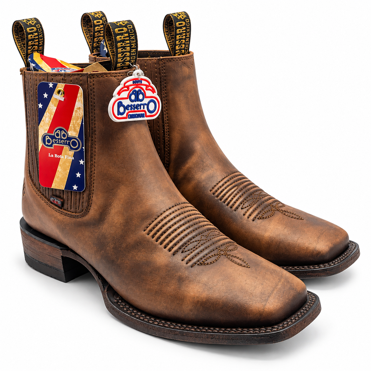 Besserro 6440 polished leather western ankle boots in Brown Tint