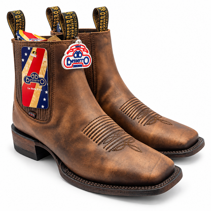 Besserro 6440 polished leather western ankle boots in Brown Tint