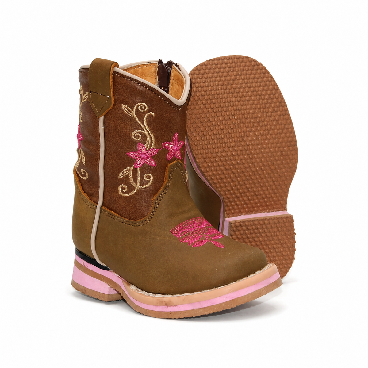 Rubber outsole view of H511 handcrafted girls baby Western boots