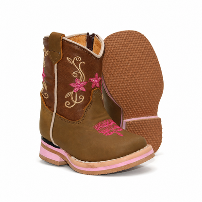 Rubber outsole view of H511 handcrafted girls baby Western boots