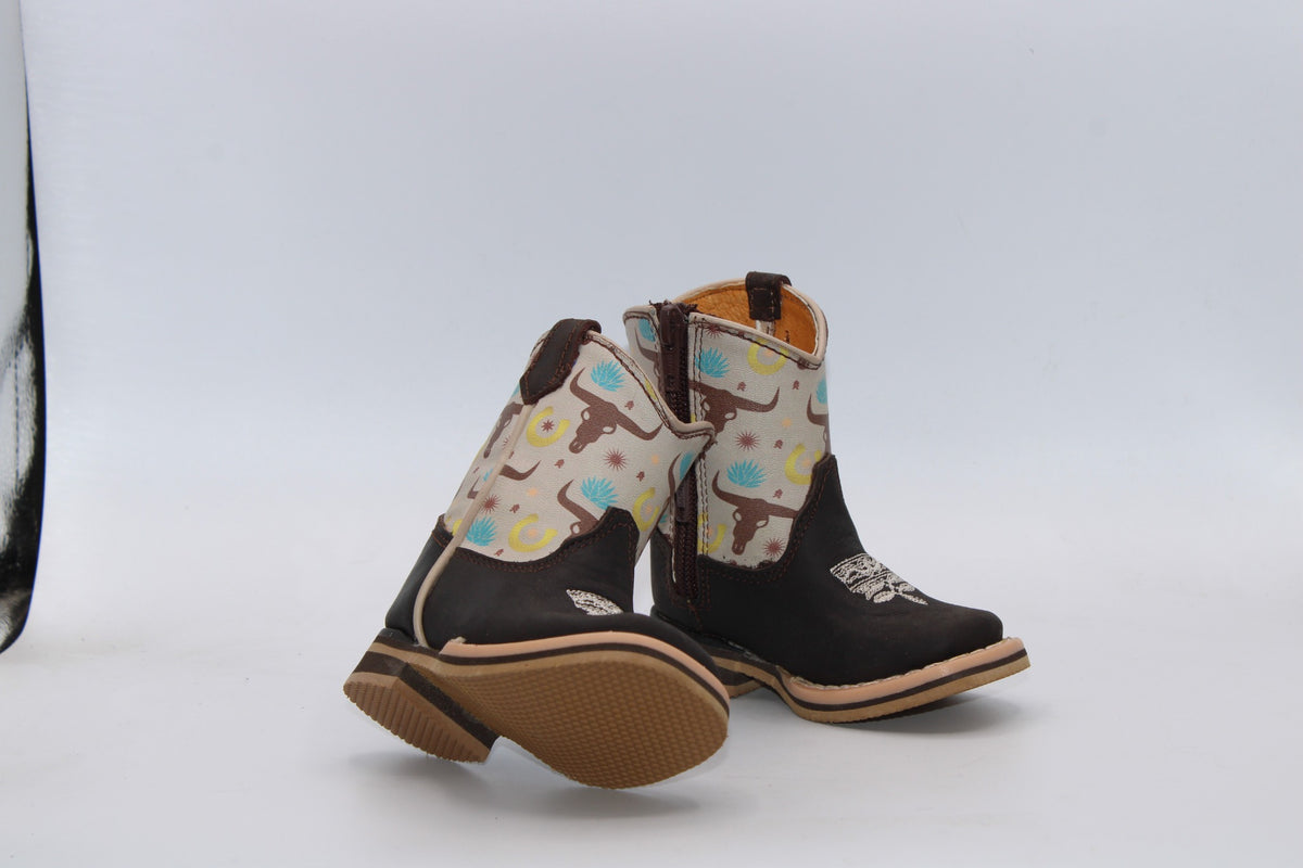 H512 baby Western boots showing printed shaft and textured rubber outsole