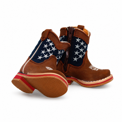 Rubber sole view of H514 genuine leather baby Western boots