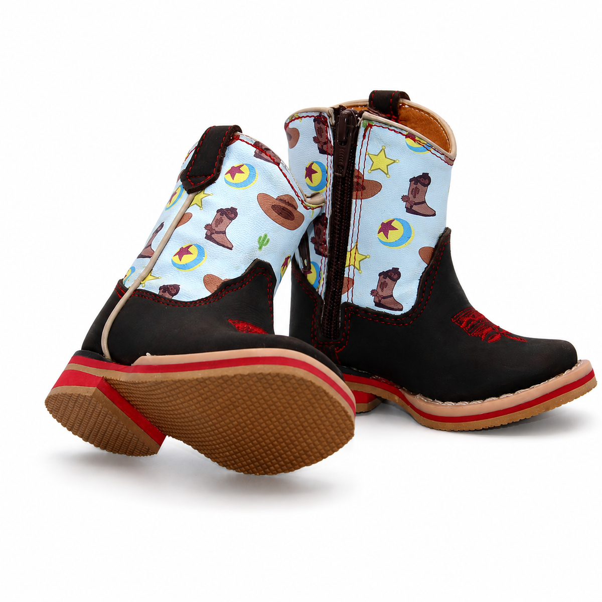 Rubber outsole view of H518 genuine leather baby cowboy boots