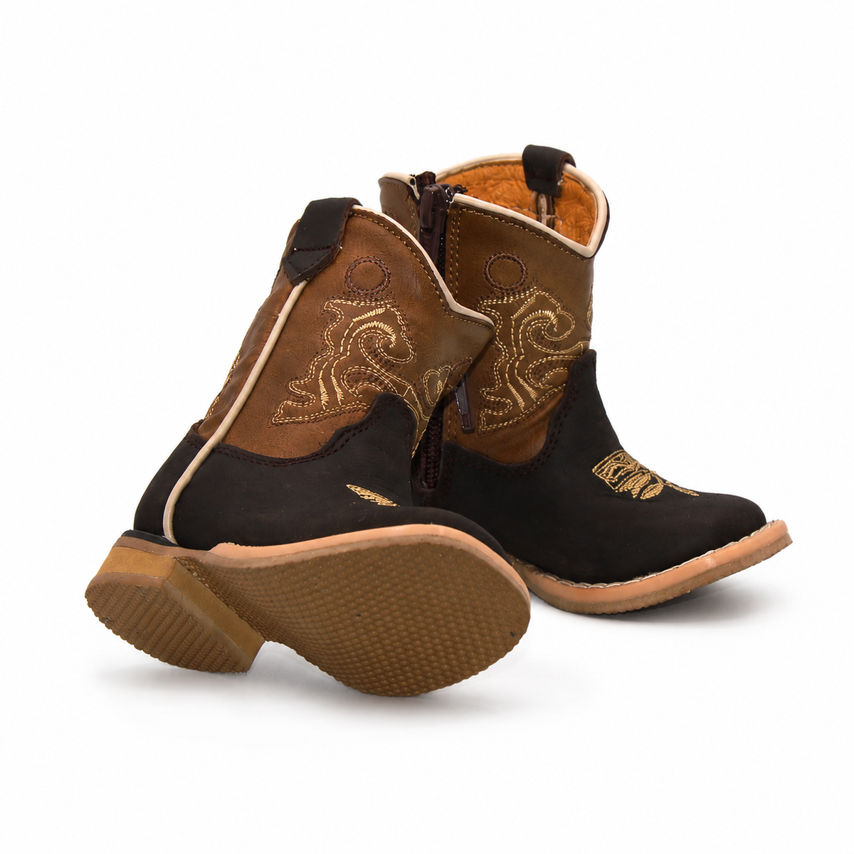 Rubber sole view of H519 genuine leather baby Western boots