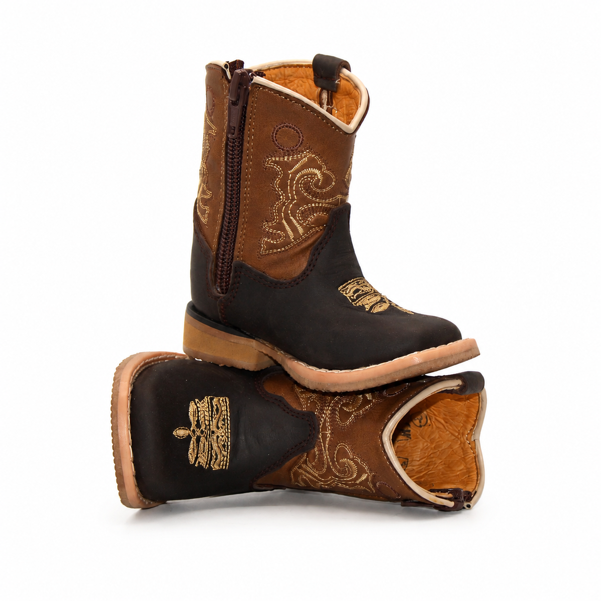 Stacked view of H519 handcrafted genuine leather baby cowboy boots