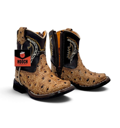H538 Orix ostrich print genuine leather baby Western boots