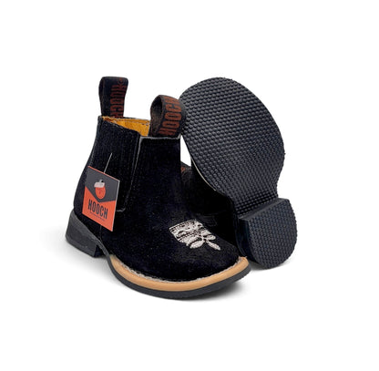HB-600 black suede leather baby botín – sole detail