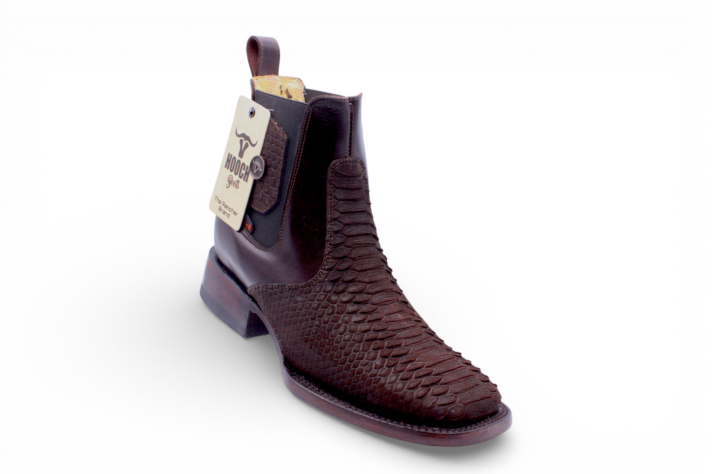 Mens Python Print Botin Chocolate – Genuine Leather Square Toe H426394