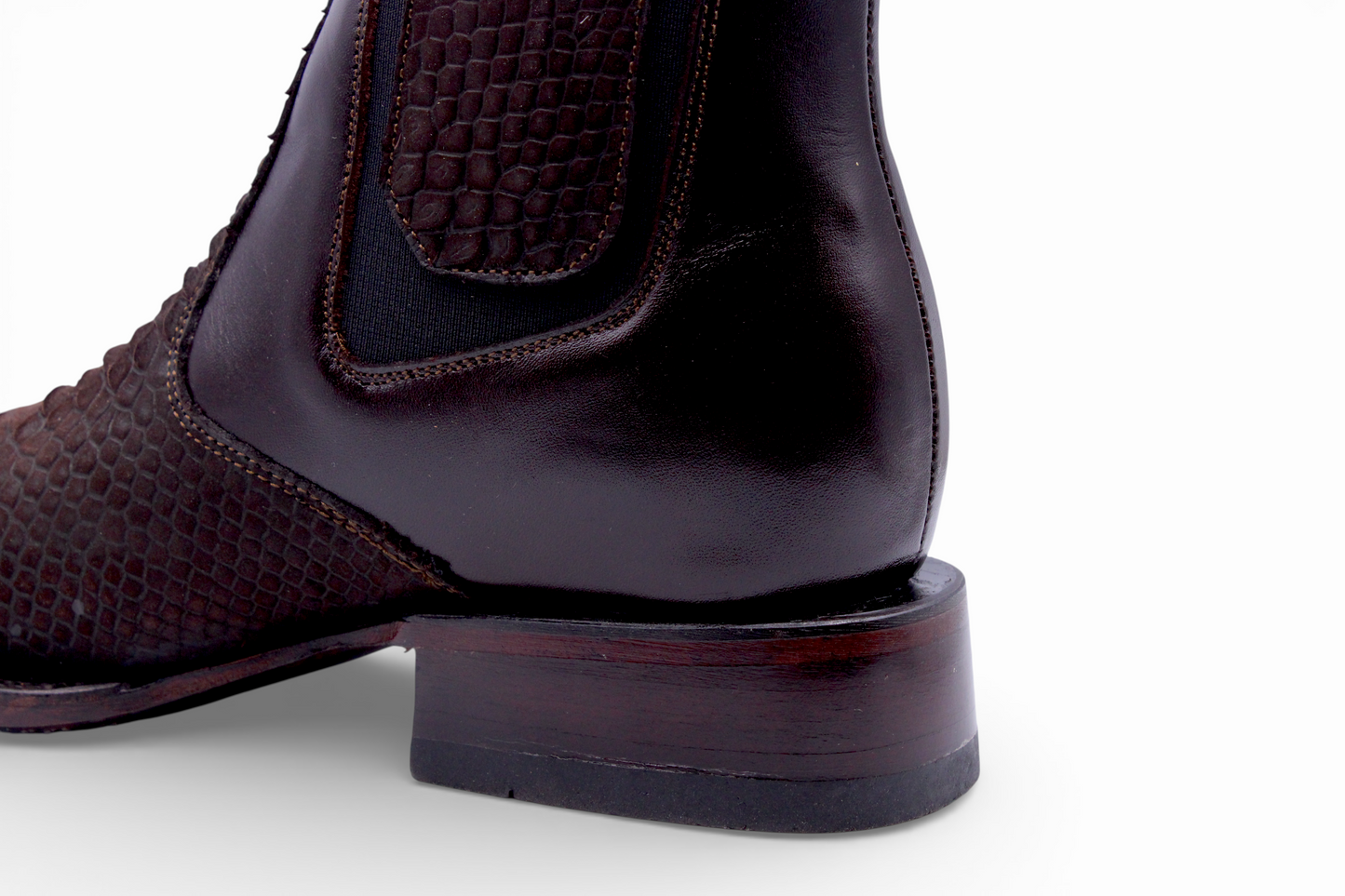 Mens Python Print Botin Chocolate – Genuine Leather Square Toe H426394