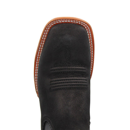 Square Toe Black Short Cowboy Boots